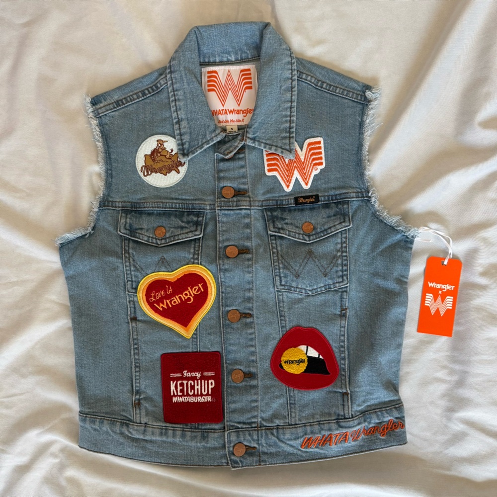 Wrangler x Whataburger Denim Vest with Patches size S